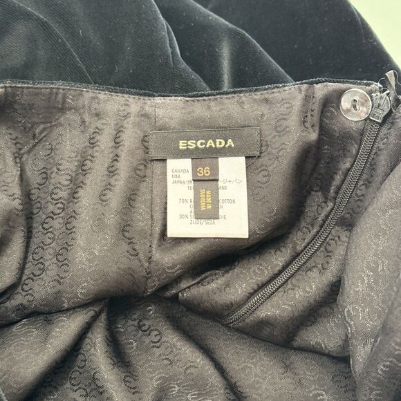 Escada Velvet Silk Blend Skirt EU36 Black Pencil Career Luxury Designer Classic - Picture 10 of 12